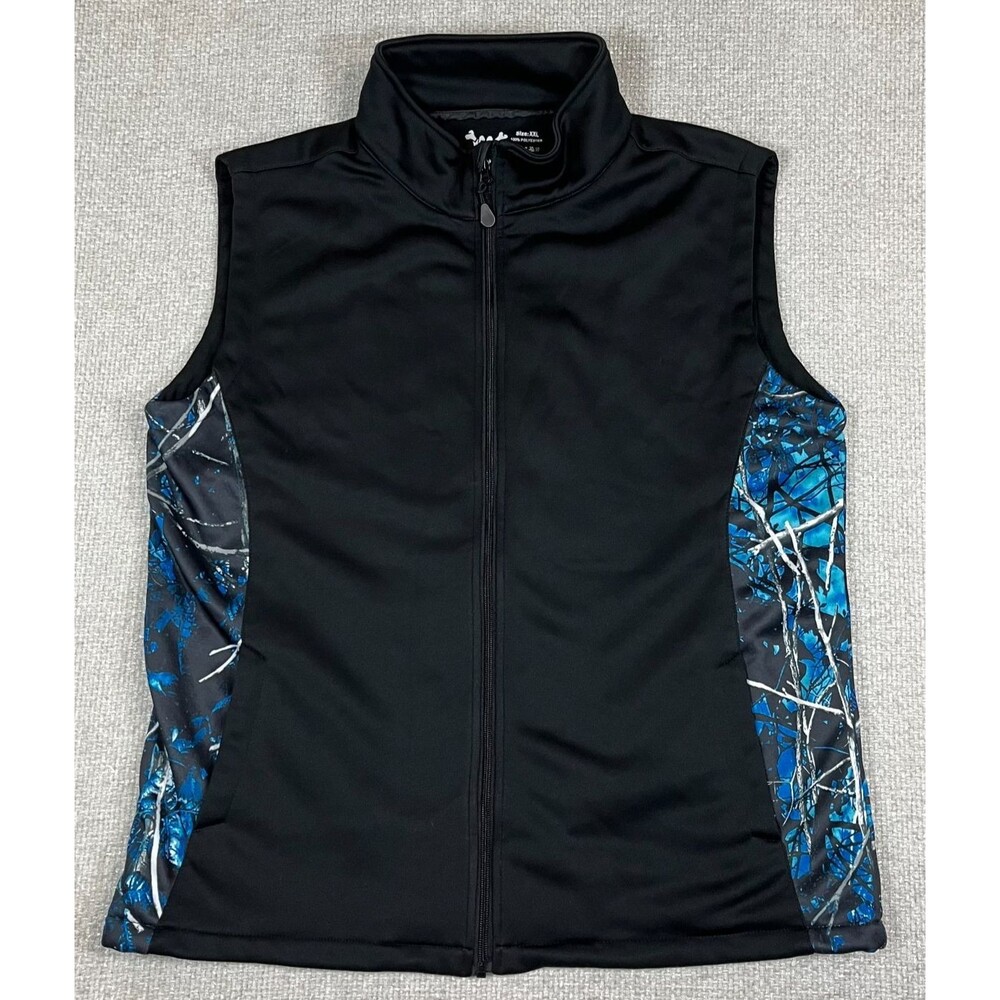Moonshine Camo Vest Men’s Unisex XXL Black Blue Camo Pockets Full Zip